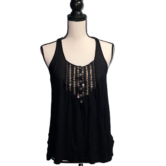 Roxy Tops - *Roxy- Black and gold tank top